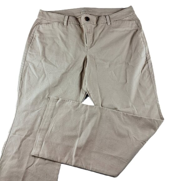 Old Navy Mid Rise Bootcut Khaki Pants Women's Size 14 Petite Rolled Oats Chino - Picture 1 of 8